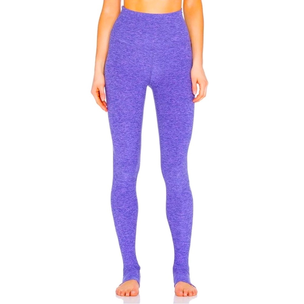 Beyond Yoga Spacedye High-Waist Stirrup Leggings in Faded Denim Lavender Purple